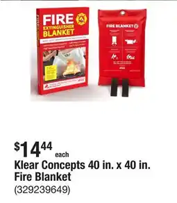 The Home Depot Klear Concepts 40 in. x 40 in. Fire Blanket offer