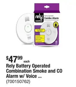 The Home Depot Rely Battery Operated Combination Smoke and CO Alarm w/ Voice Alerts, AA Batteries offer
