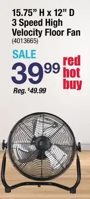 Ace Hardware 15.75 H x 12 D 3 Speed High Velocity Floor Fan offer