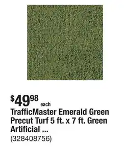 The Home Depot TrafficMaster Emerald Green Precut Turf 5 ft. x 7 ft. Green Artificial Turf Grass Rug offer