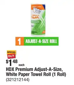 The Home Depot HDX Premium Adjust-A-Size, White Paper Towel Roll (1 Roll) offer