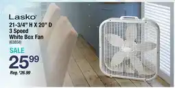 Ace Hardware Lasko 21-3/4 H X 20 D 3 Speed White Box Fan offer