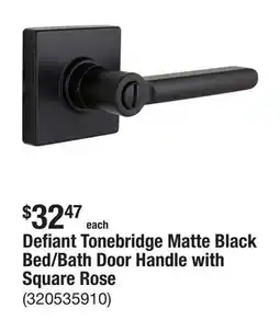 The Home Depot Defiant Tonebridge Matte Black Bed/Bath Door Handle with Square Rose offer