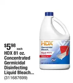 The Home Depot HDX 81 oz. Concentrated Germicidal Disinfecting Liquid Bleach Cleaner offer