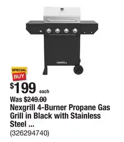 The Home Depot Nexgrill 4-Burner Propane Gas Grill in Black with Stainless Steel Main Lid offer