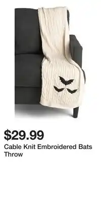 TJ Maxx Cable Knit Embroidered Bats Throw offer
