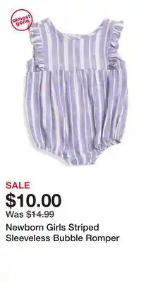 TJ Maxx Newborn Girls Striped Sleeveless Bubble Romper offer