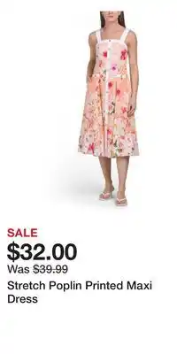 TJ Maxx Stretch Poplin Printed Maxi Dress offer