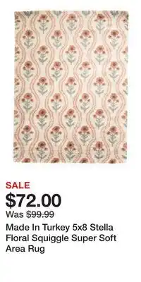 TJ Maxx Made In Turkey 5x8 Stella Floral Squiggle Super Soft Area Rug offer