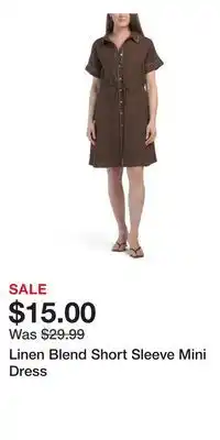 TJ Maxx Linen Blend Short Sleeve Mini Dress offer