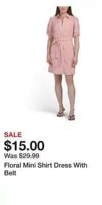 TJ Maxx Floral Mini Shirt Dress With Belt offer