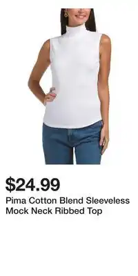 TJ Maxx Pima Cotton Blend Sleeveless Mock Neck Ribbed Top offer