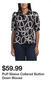 TJ Maxx Puff Sleeve Collared Button Down Blouse offer
