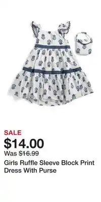 TJ Maxx Girls Ruffle Sleeve Block Print Dress With Purse offer