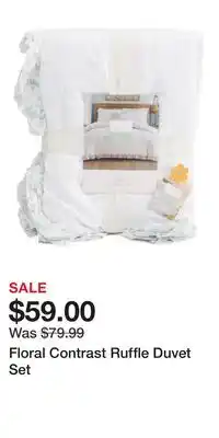 TJ Maxx Floral Contrast Ruffle Duvet Set offer