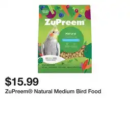 Petsmart ZuPreem Natural Medium Bird Food offer