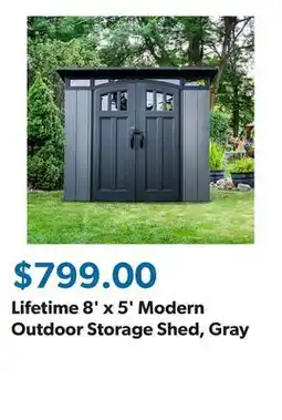 Sam's Club Lifetime 8' x 5' Modern Outdoor Storage Shed, Gray offer