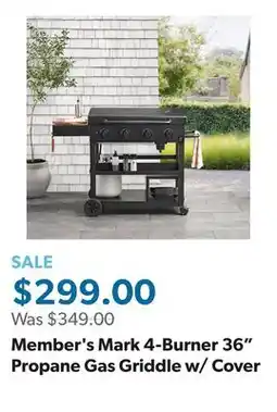 Sam's Club Member's Mark 4-Burner 36 Propane Gas Griddle w/ Cover offer