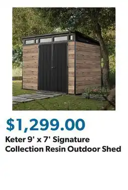 Sam's Club Keter 9' x 7' Signature Collection Resin Outdoor Shed offer