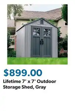 Sam's Club Lifetime 7' x 7' Outdoor Storage Shed, Gray offer