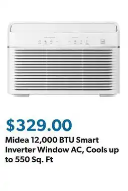 Sam's Club Midea 12,000 BTU Smart Inverter Window AC, Cools up to 550 Sq. Ft offer