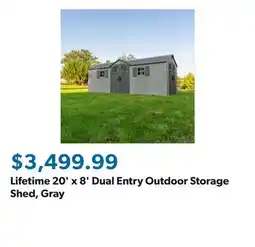 Sam's Club Lifetime 20' x 8' Dual Entry Outdoor Storage Shed, Gray offer
