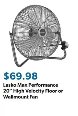 Sam's Club Lasko Max Performance 20 High Velocity Floor or Wallmount Fan offer