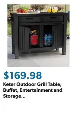 Sam's Club Keter Outdoor Grill Table, Buffet, Entertainment and Storage Cabinet w/ Drawers, Graphite Gray offer