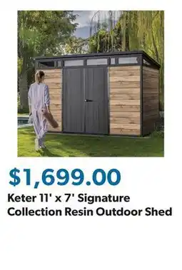 Sam's Club Keter 11' x 7' Signature Collection Resin Outdoor Shed offer