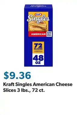 Sam's Club Kraft Singles American Cheese Slices 3 lbs., 72 ct offer