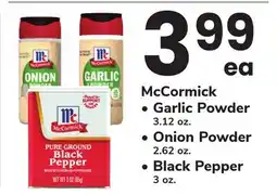 ACME McCormick Garlic Powder 3.12 oz., Onion Powder 2.62 oz., Black Pepper 3 oz offer