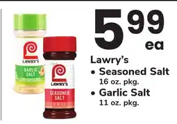 ACME Lawry's Seasoned Salt 16 oz. pkg., Garlic Salt 11 oz. pkg offer