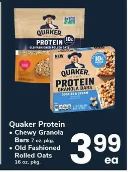 ACME Quaker Protein • Chewy Granola Bars 7 oz. pkg. • Old Fashioned Rolled Oats 16 oz. pkg offer