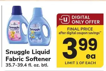 ACME Snuggle Liquid Fabric Softener offer