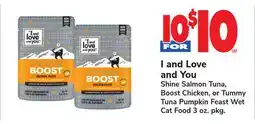 ACME I and Love and You Shine Salmon Tuna, Boost Chicken, or Tummy Tuna Pumpkin Feast Wet Cat Food offer