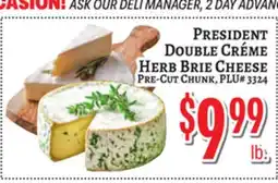Trade Fair Supermarket PRESIDENT DOUBLE CRÈME HERB BRIE CHEESE offer