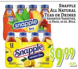 Trade Fair Supermarket SNAPPLE ALL NATURAL TEAS OR DRINKS offer