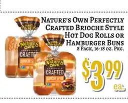 Trade Fair Supermarket NATURE'S OWN Perfectly Crafted Brioche Style Hot Dog Rolls OR Hamburger Buns offer