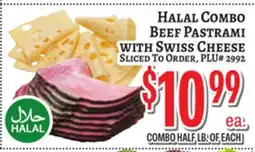 Trade Fair Supermarket HALAL COMBO BEEF PASTRAMI WITH SWISS CHEESE offer