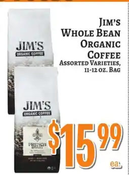Trade Fair Supermarket JIM'S WHOLE BEAN ORGANIC COFFEE offer
