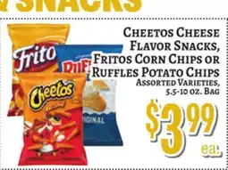 Trade Fair Supermarket CHEETOS CHEESE FLAVOR SNACKS, FRITOS CORN CHIPS OR RUFFLES POTATO CHIPS offer