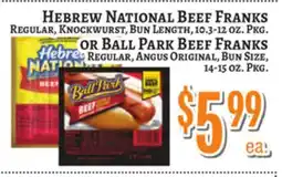 Trade Fair Supermarket HEBREW NATIONAL BEEF FRANKS OR BALL PARK BEEF FRANKS offer