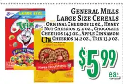 Trade Fair Supermarket GENERAL MILLS LARGE SIZE CEREALS offer