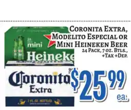 Trade Fair Supermarket Coronita Extra, Modelito Especial OR Mini Heineken Beer offer