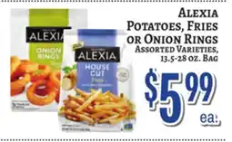 Trade Fair Supermarket ALEXIA POTETOES, FRIES OR ONION RINGS offer