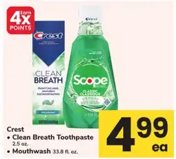 ACME Crest Clean Breath Toothpaste 2.5 oz., Mouthwash 33.8 fl. oz offer