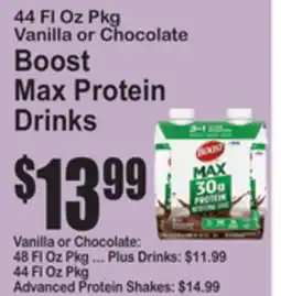 SuperFresh Vanilla or Chocolate Boost Max Protein Drinks offer