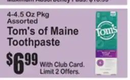 SuperFresh Tom's of Maine Toothpaste offer