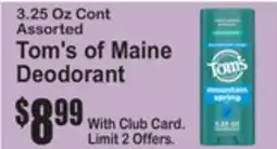 SuperFresh Tom's of Maine Deodorant offer