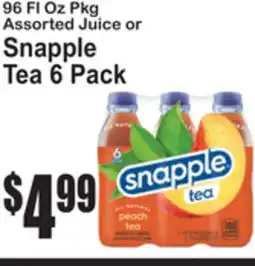 SuperFresh 96 Fl Oz Pkg Assorted Juice or Snapple Tea offer